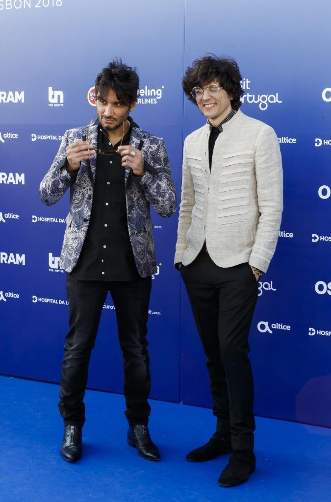 Ermal Meta e Fabrizio Moro will represent Italy pictured on the Blue Carpet for the opening ceramony of the Eurovision Song Contest 2018 in Lisbon, Portugal. Picture Andres Poveda