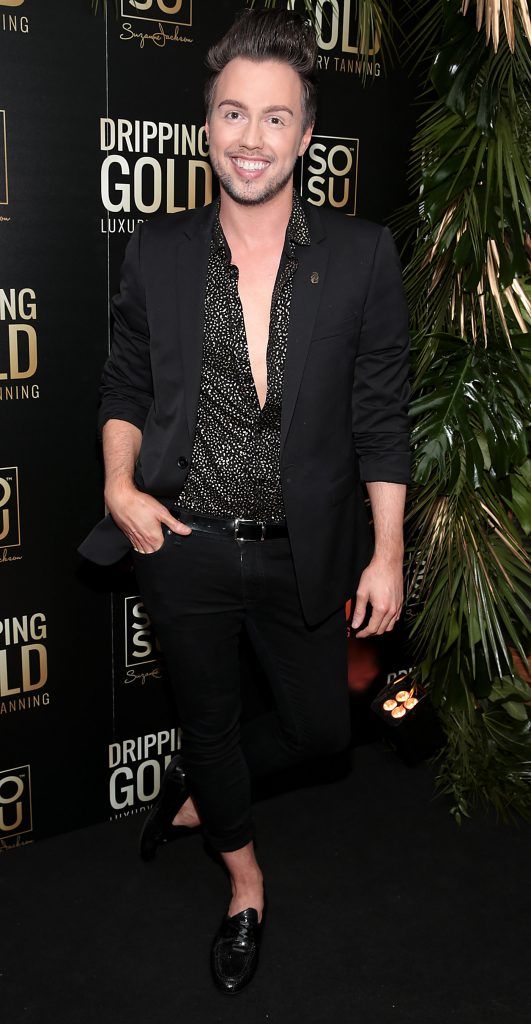 Mark Rogers at the launch of Suzanne Jackson's new SOSU Dripping Gold Luxury Tanning Range at Fire Restaurant in Dawson Street, Dublin. Photo: Brian McEvoy