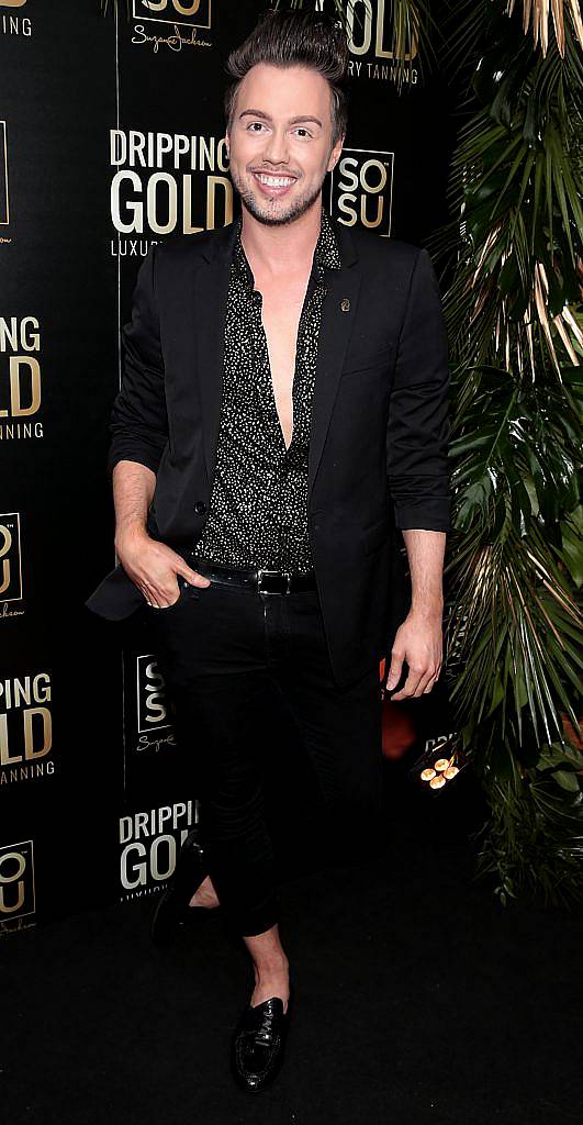 Mark Rogers at the launch of Suzanne Jackson's new SOSU Dripping Gold Luxury Tanning Range at Fire Restaurant in Dawson Street, Dublin. Photo: Brian McEvoy