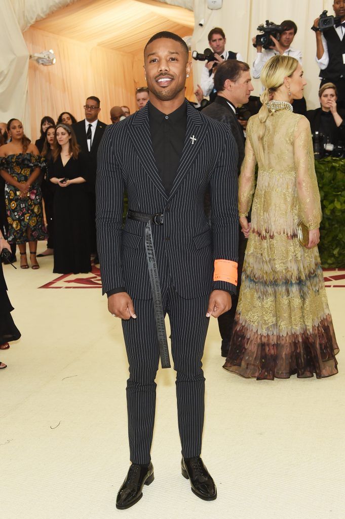 NEW YORK, NY - MAY 07:  Michael B. Jordan attends the Heavenly Bodies: Fashion & The Catholic Imagination Costume Institute Gala at The Metropolitan Museum of Art on May 7, 2018 in New York City.  (Photo by Jamie McCarthy/Getty Images)
