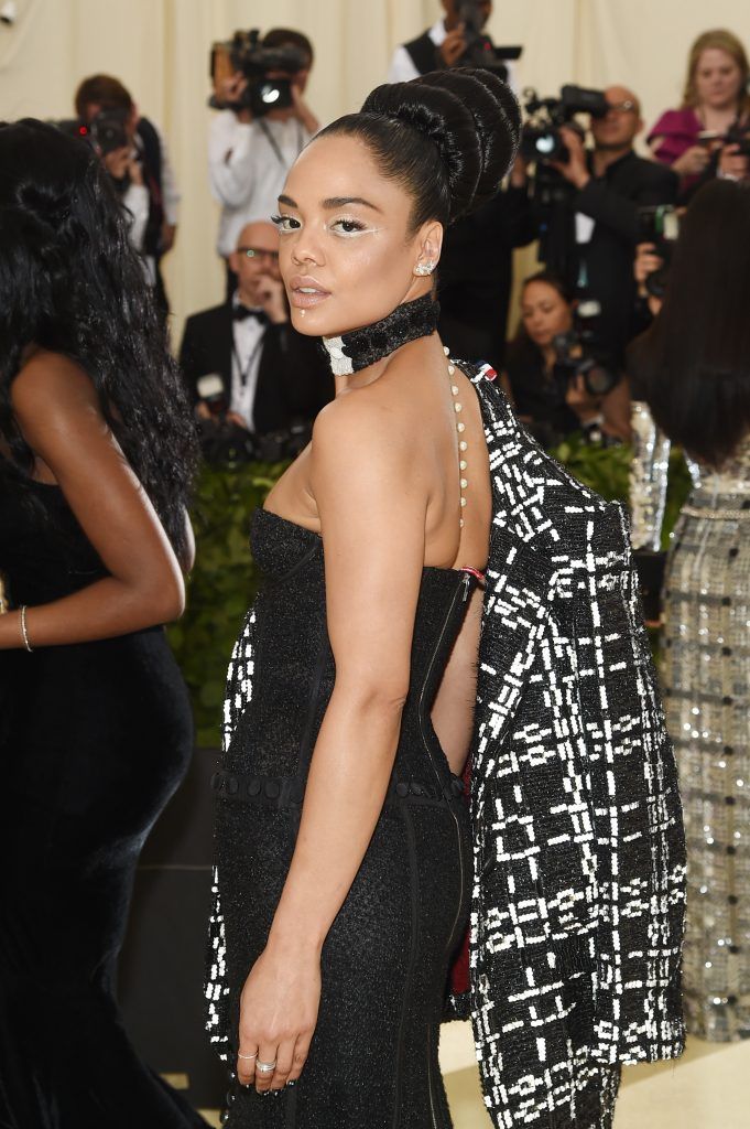 NEW YORK, NY - MAY 07:  Tessa Thompson attends the Heavenly Bodies: Fashion & The Catholic Imagination Costume Institute Gala at The Metropolitan Museum of Art on May 7, 2018 in New York City.  (Photo by Jamie McCarthy/Getty Images)