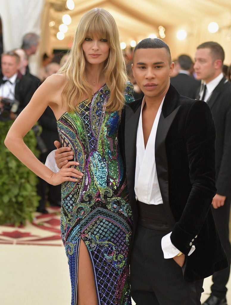 NEW YORK, NY - MAY 07:  Julia Stegner and Olivier Rousteing attend the Heavenly Bodies: Fashion & The Catholic Imagination Costume Institute Gala at The Metropolitan Museum of Art on May 7, 2018 in New York City.  (Photo by Neilson Barnard/Getty Images)