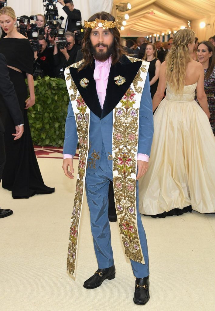 NEW YORK, NY - MAY 07:  Jared Leto attends the Heavenly Bodies: Fashion & The Catholic Imagination Costume Institute Gala at The Metropolitan Museum of Art on May 7, 2018 in New York City.  (Photo by Neilson Barnard/Getty Images)