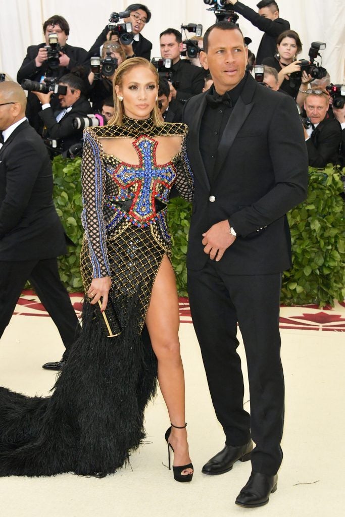 NEW YORK, NY - MAY 07:  Jennifer Lopez and Alex Rodriguez attend the Heavenly Bodies: Fashion & The Catholic Imagination Costume Institute Gala at The Metropolitan Museum of Art on May 7, 2018 in New York City.  (Photo by Neilson Barnard/Getty Images)
