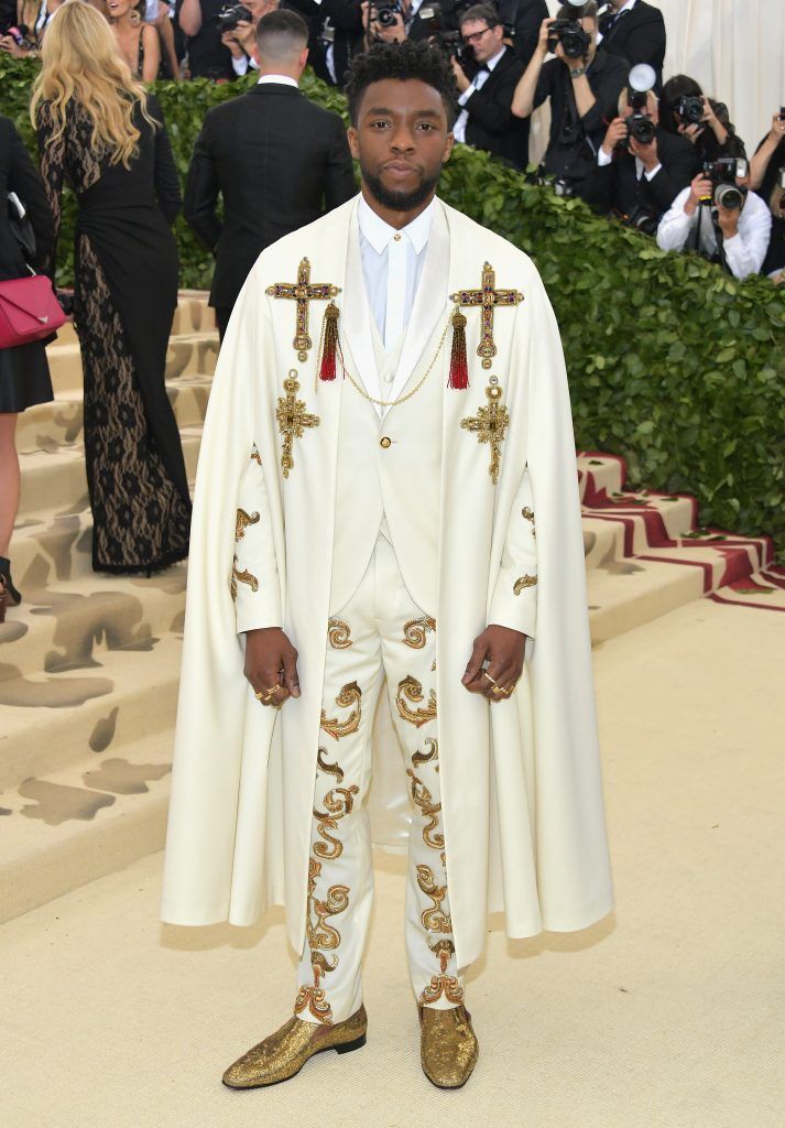 NEW YORK, NY - MAY 07:  Chadwick Boseman attends the Heavenly Bodies: Fashion & The Catholic Imagination Costume Institute Gala at The Metropolitan Museum of Art on May 7, 2018 in New York City.  (Photo by Neilson Barnard/Getty Images)