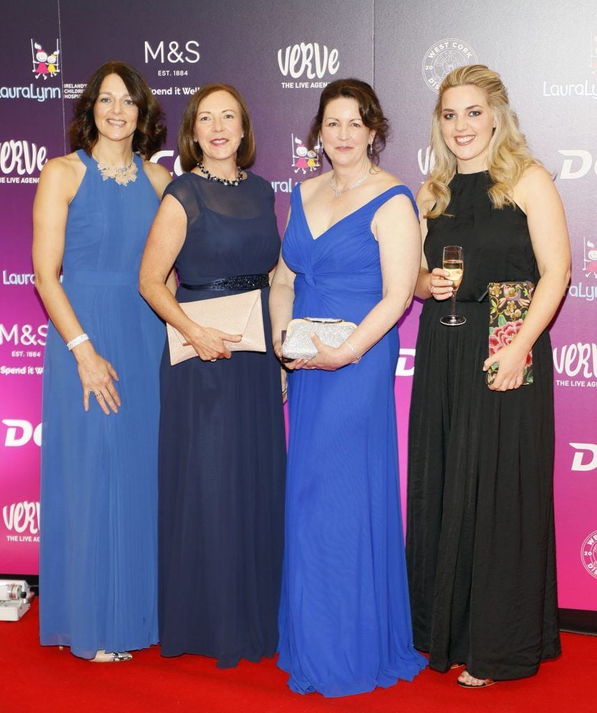 Gillian Ross, Linda Wilkinson, Alyson Coogan and Sarah Murray at the third annual LauraLynn Heroes Ball at Dublin's InterContinental Hotel, May 12th 2018. Photo: Kieran Harnett