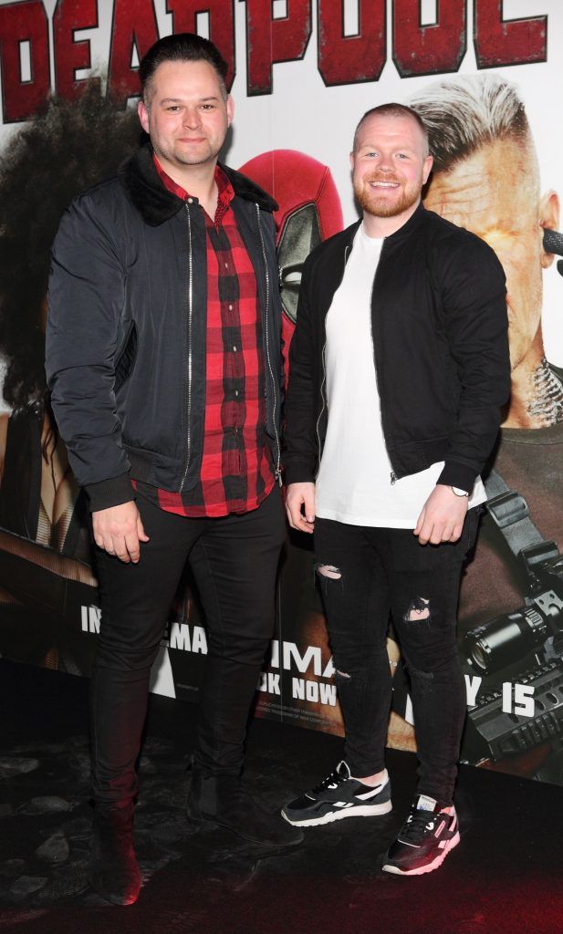 Karl Dawson and Keith Byrne at the special preview screening of Deadpool 2 at ODEON Cinema in Point Square, Dublin. Photo by Brian McEvoy Photography
