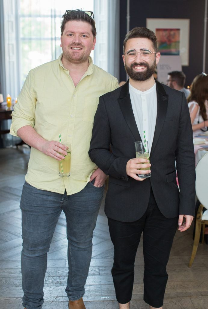 Thomas Crosse & Conor Merriman pictured at the Primark Bridal Brunch to celebrate the Royal Wedding at 25 Fitzwilliam Place. Photo: Anthony Woods