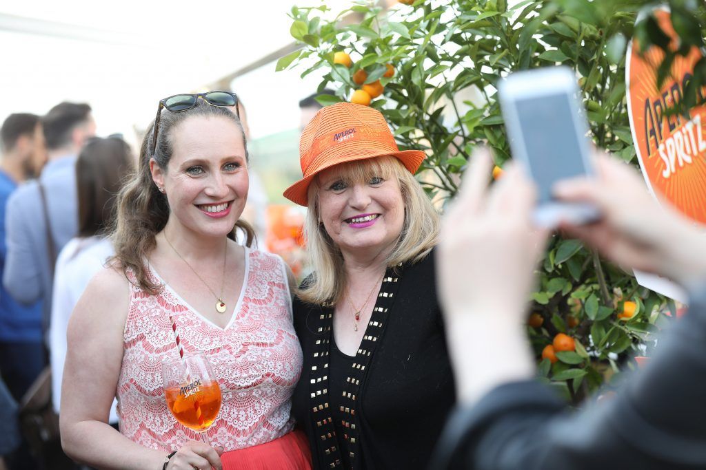 Sonia Harris and Cathy Harris pictured as Aperol Spritz, Italy's favourite aperitif, unveiled a new home in Dublin, Terrazza Aperol at Sophie's. Photo by Julien Behal