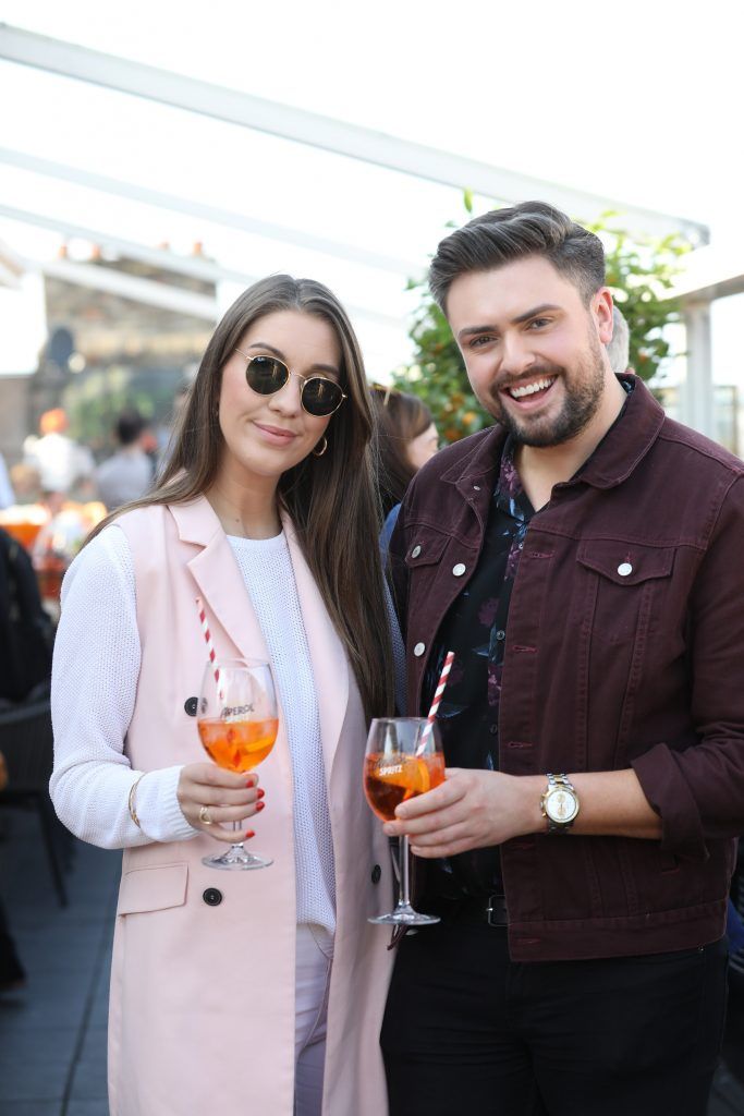 James Patrice and Clementine McNeice pictured as Aperol Spritz, Italy's favourite aperitif, unveiled a new home in Dublin, Terrazza Aperol at Sophie's. Photo by Julien Behal