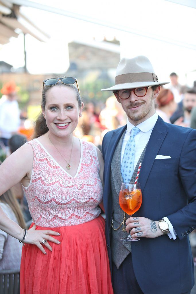 Sonia Harris and Damian Broderick pictured as Aperol Spritz, Italy's favourite aperitif, unveiled a new home in Dublin, Terrazza Aperol at Sophie's. Photo by Julien Behal