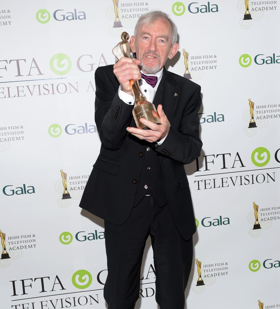 Shay Healy who received a Lifetime Achievement Award pictured at the IFTA Gala Television Awards 2018 at the RDS Dublin. Photo by Michael Chester