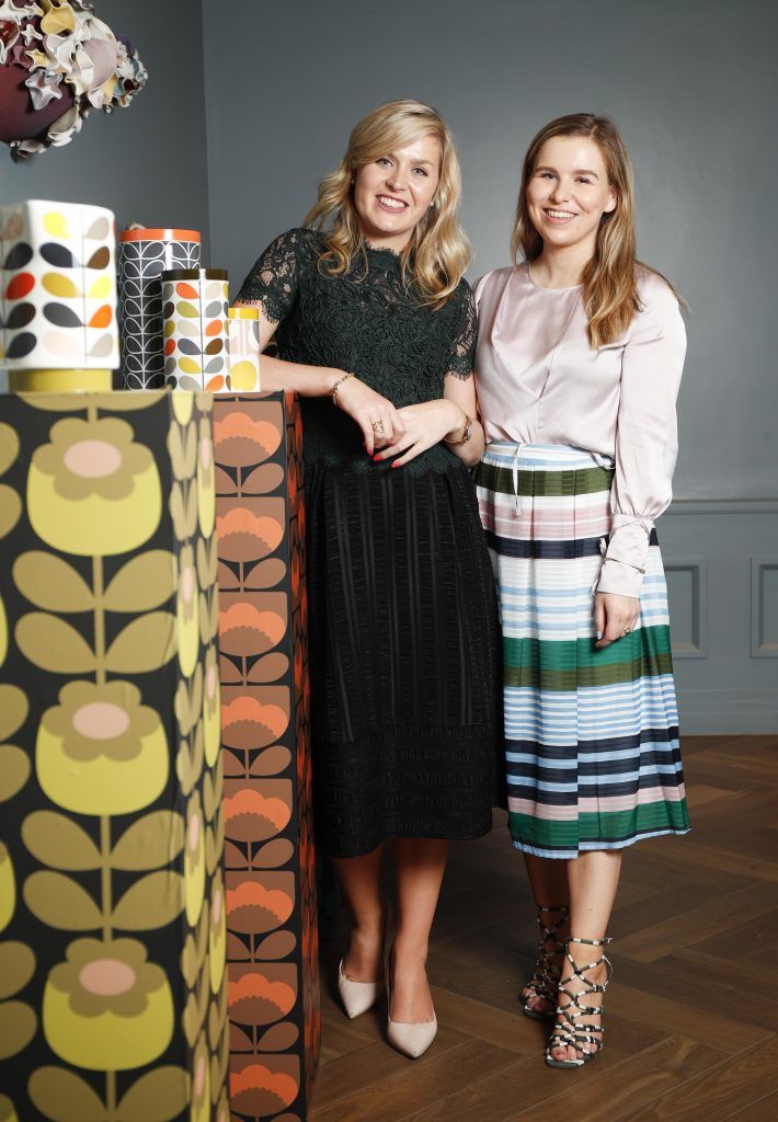 Kathryn Ryan and Alanna Plekkenpol at the 20 year celebration of the Orla Kiely brand and its longstanding relationship with the home of Irish Design Kilkenny Shop in The Alex Hotel, Dublin. Picture Conor McCabe Photography