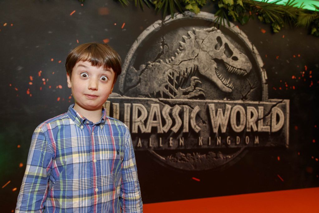 Callum McGuinness (8) pictured at the Irish premiere screening of Jurassic World: Fallen Kingdom at ODEON Point Square, Dublin. Picture Andres Poveda