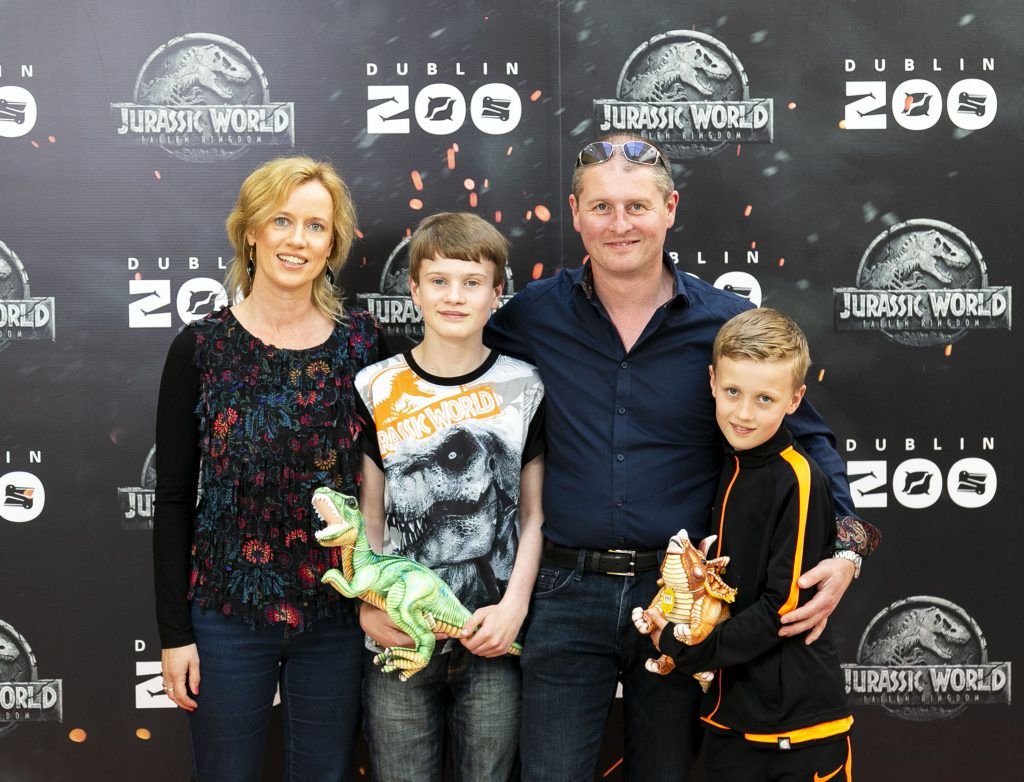Pictured is Amanda (left), Cillian, Brendan and Peter McCormack at a special preview screening of Jurassic World: Fallen Kingdom on Tuesday, 5th June 2018 at Dublin Zoo. Pics: Andres Poveda