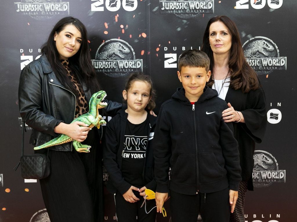Holly Shorthall (left), Alessia Shorthall, Alex Shorthall and Suzanne Stair at a special preview screening of Jurassic World: Fallen Kingdom on Tuesday, 5th June 2018 at Dublin Zoo. Pics: Andres Poveda
