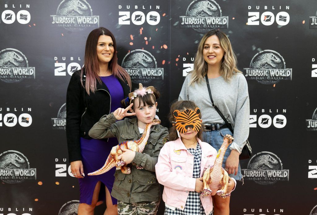Stephanie Buckley, Kelsey Daly, Lola Rose Bathe and Sarah Bathe at a special preview screening of Jurassic World: Fallen Kingdom on Tuesday, 5th June 2018 at Dublin Zoo. Pics: Andres Poveda