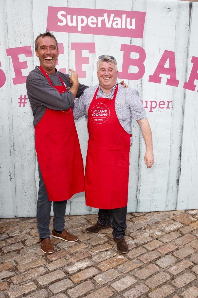 Kevin Dundon and Martin Shanahan at SuperValu's Food and Wine Festival in the Royal Hospital Kilmainham, where guests got to enjoy some of SuperValu's Specially Sourced range for summer. Picture Andres Poveda