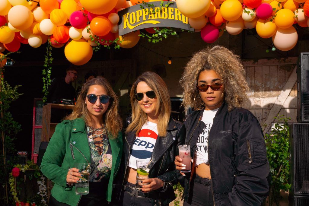 Erica Cody, Lorna Duffy and Nirina Plunkett pictured at The Camden Backyard by Kopparberg in a hidden space off Camden Street. Photo: Kevin Freeney