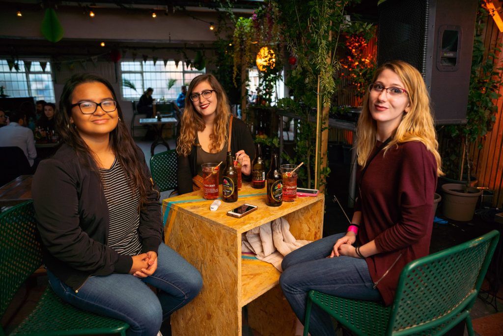 Kelsey Lammons, Mary Trosin and Aimee Lara pictured at The Camden Backyard by Kopparberg in a hidden space off Camden Street. Photo: Kevin Freeney