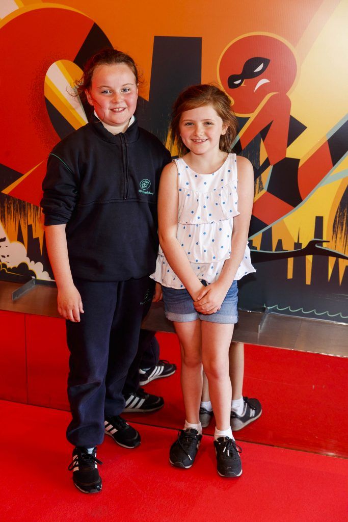 Inez O'Donghue (9) adn Mable Scurry (8) ictured at the special preview screening of INCREDIBLES 2 at the Light House Cinema. Picture Andres Poveda
