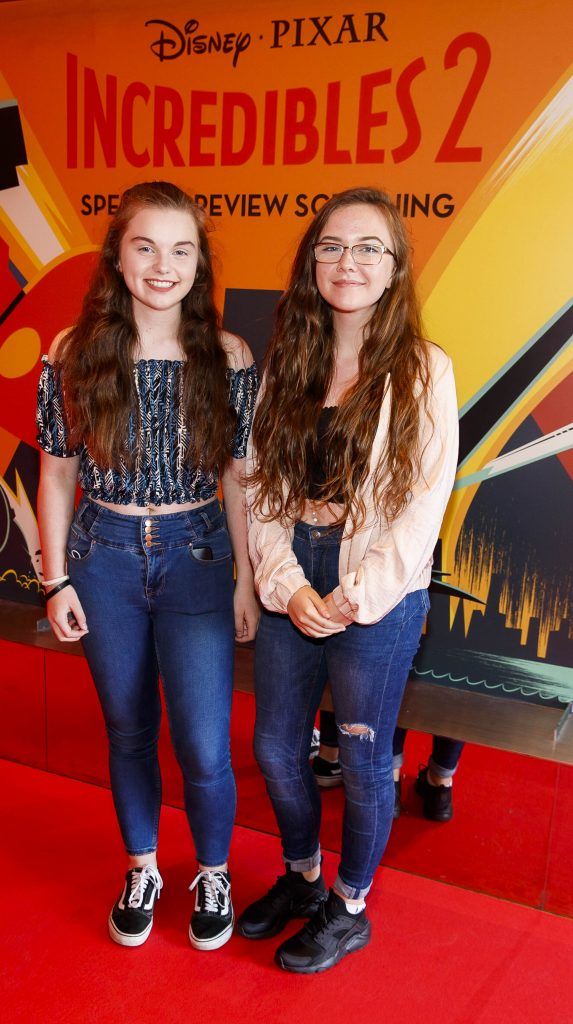 Millie Collard and Rianna O'Neill ictured at the special preview screening of INCREDIBLES 2 at the Light House Cinema. Picture Andres Poveda