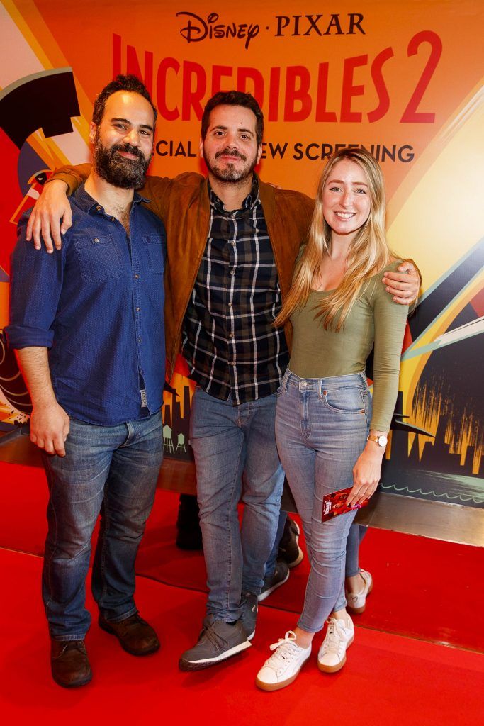 Alex Palalis, Nuno Nopre and Nicola Maxwell ictured at the special preview screening of INCREDIBLES 2 at the Light House Cinema. Picture Andres Poveda