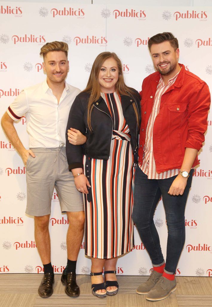 Rob Kenny, Vanessa Butler and James Patrice pictured at the Publicis Dublin summer rooftop party. Photograph: Leon Farrell / Photocall Ireland