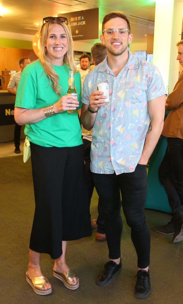 Laurie Easterey and Neil Hanratty pictured at the Publicis Dublin summer rooftop party. Photograph: Leon Farrell / Photocall Ireland