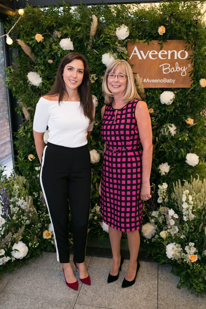 Ciara Gardiner Brand Manager Baby and Paula Moriarty, Children's Nurse and Professional Skincare Specialist pictured at the Aveeno Baby Afternoon Tea which took place in The Woollen Mills. Photo by Richie Stokes