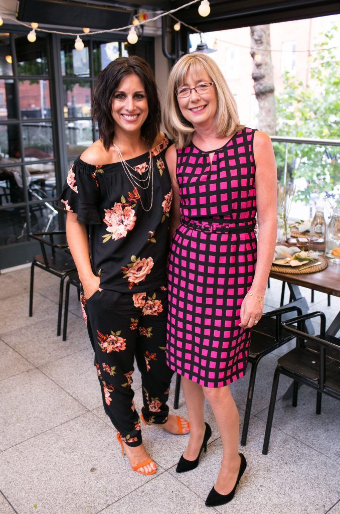 Lucy Kennedy Brand Ambassador and Paula Moriarty, Children's Nurse and Professional Skincare Specialist pictured at the Aveeno Baby Afternoon Tea which took place in The Woollen Mills. Photo by Richie Stokes