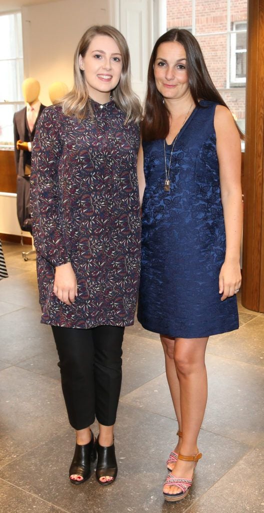 Aisling McGee and Laura Harron pictured at the launch of the Magee 1866 autumn/winter collection at Magee of South Anne Street, Dublin 2. Photo: Leon Farrell