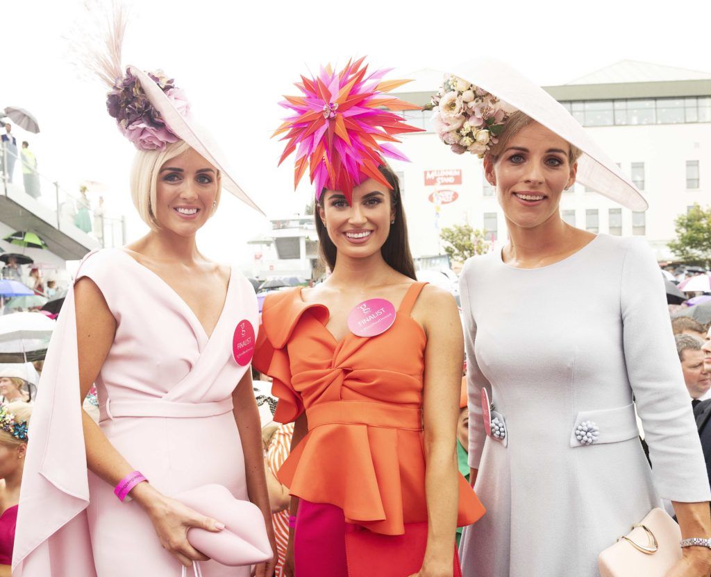 Aoife O'Sullivan, Niamh O Doherty, West and Charlene Byers top 10 finalists pictured at The G Hotel best dressed at the Galway races. Photo: Andrew Downes