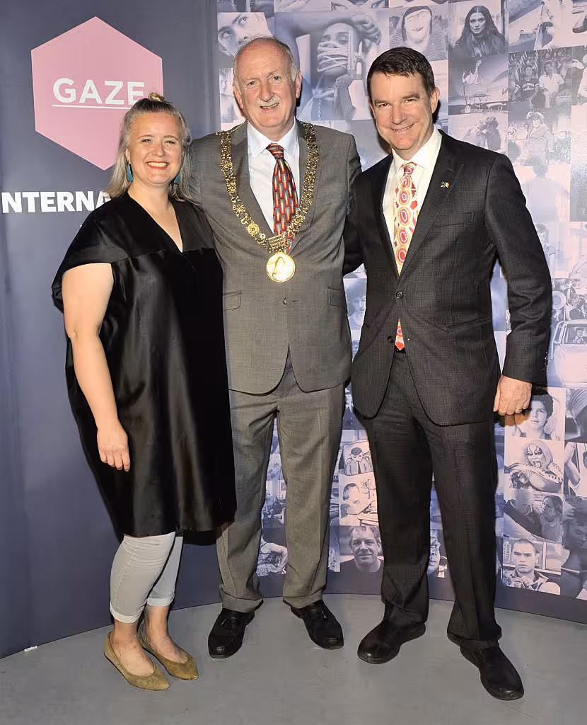 Sarah Williams Chair of the board of GAZE,Lord Mayor of Dublin Nial Ring and  Australian Ambassador to Ireland Richard Andrews  Pictured at the opening night of the GAZE Film Festival in Light House Cinema. Photos: Patrick O'Leary 