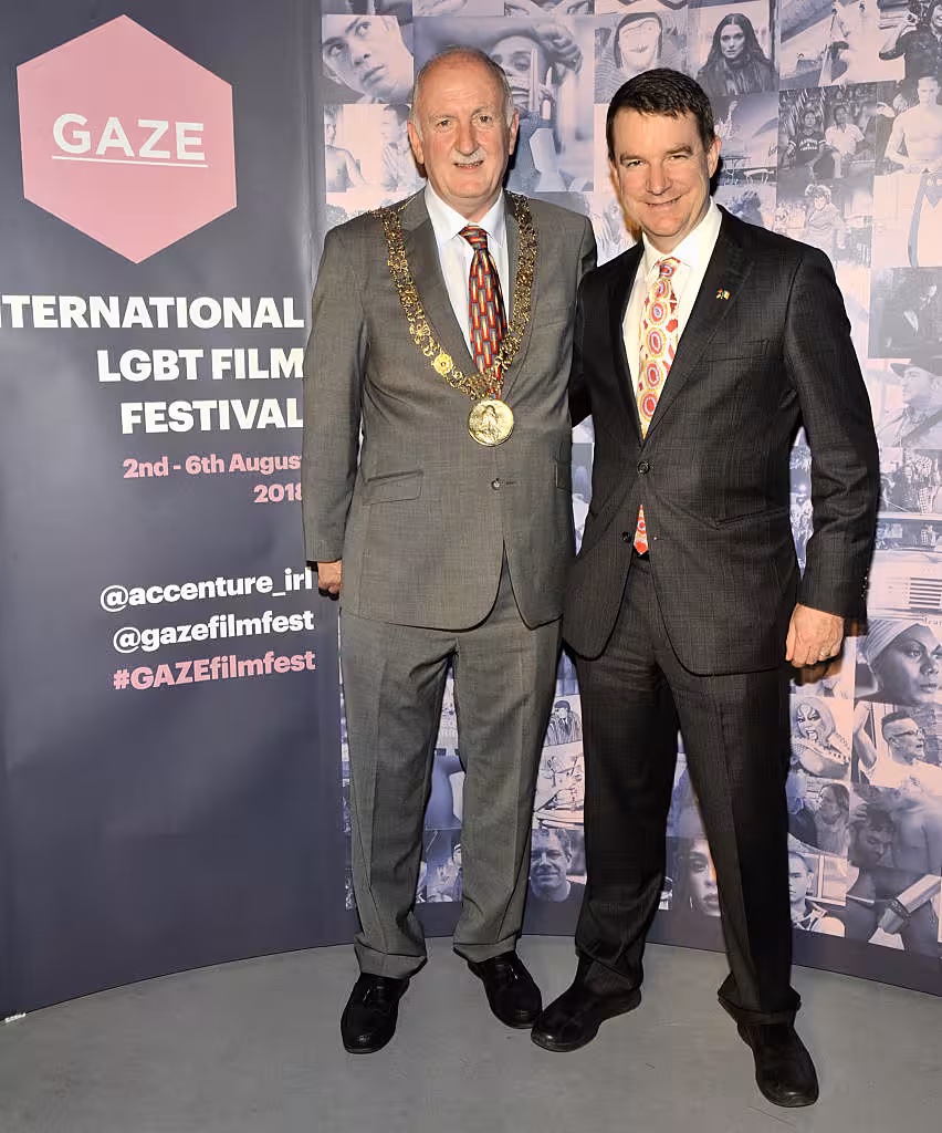 Lord Mayor of Dublin Nial Ring and  Australian Ambassador to Ireland Richard Andrews  Pictured at the opening night of the GAZE Film Festival in Light House Cinema. Photos: Patrick O'Leary 