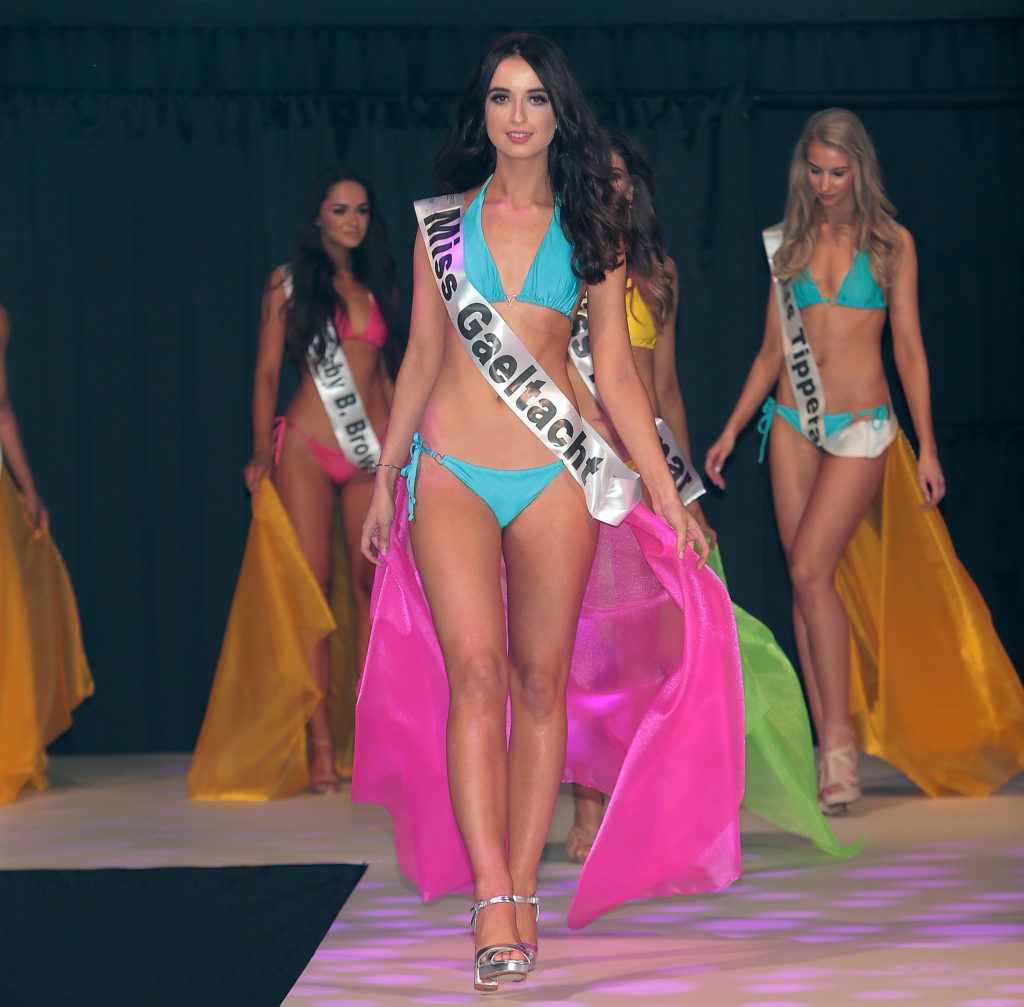 The swimwear section at the final of Miss Universe Ireland 2018 at the Round Room of Dublin’s Mansion House. Picture: Brian McEvoy.