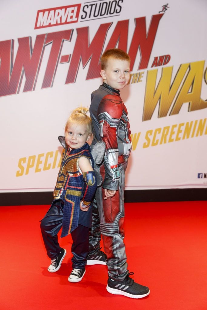 Lana O'Brien (4) and Tony O'Brien (8) pictured at the Marvel Studios special preview screening of ANT MAN AND THE WASP in Cineworld IMAX Dublin. Picture Andres Poveda