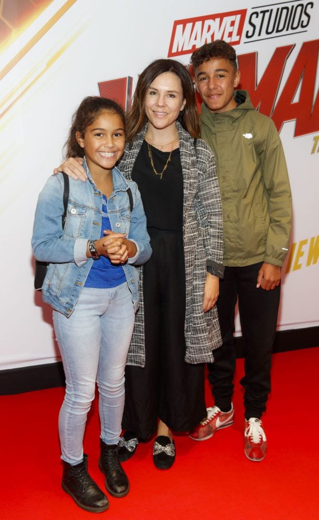 Anne tucker with children Oriel (9) and Lucas Thompson (13) pictured at the Marvel Studios special preview screening of ANT MAN AND THE WASP in Cineworld IMAX Dublin. Picture Andres Poveda