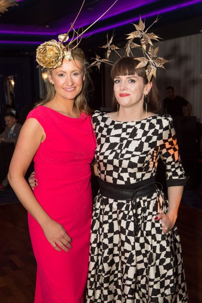 Milliners Emily-Jean O'Byrne and Michelle Kearns at the Ladies Day After Party in the g Hotel & Spa. Photo: Martina Regan