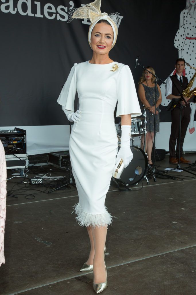 Deirdre Kane of Carlow named 'best dressed' at the Dundrum Town Centre Ladies' Day at the Dublin Horse Show. Photo: Anthony Woods