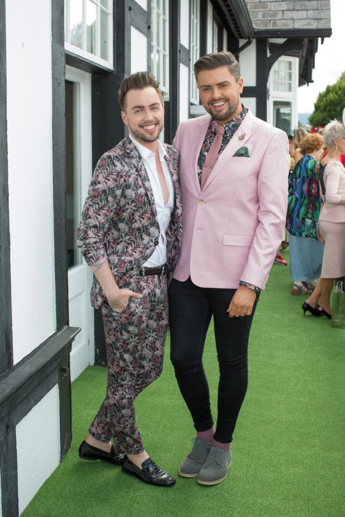 Mark Rodgers & James Patrice pictured at the Dundrum Town Centre Ladies Day at the Dublin Horse Show. This years winner was Deirdre Kane from Carlow. Photo: Anthony Woods