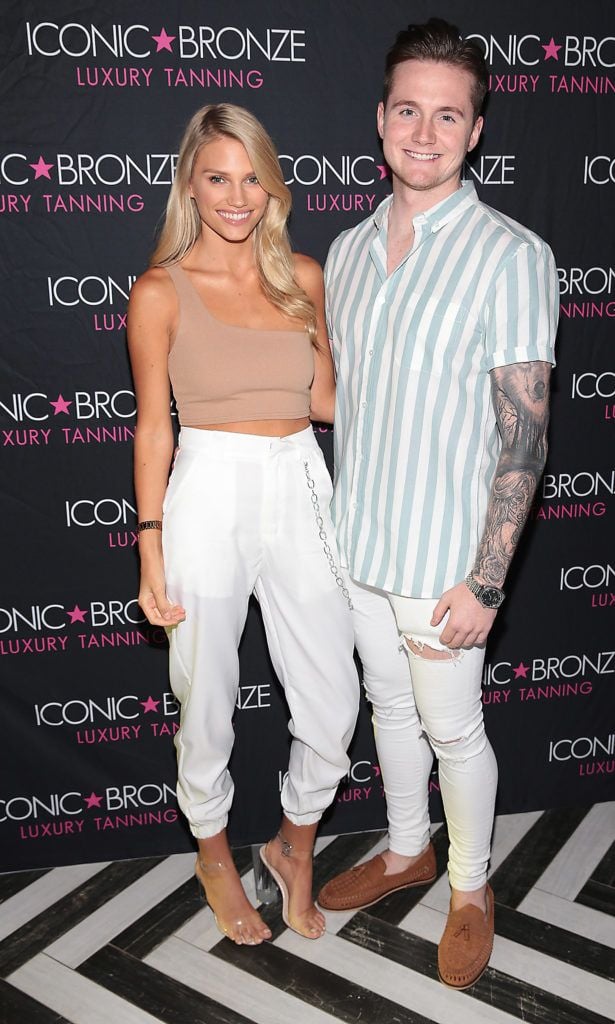 Kate Valk and Dylan Thompson at the Iconic Bronze Extra Dark Tan launch at the Ivy Garden Hotel, Dublin. Picture: Brian McEvoy
