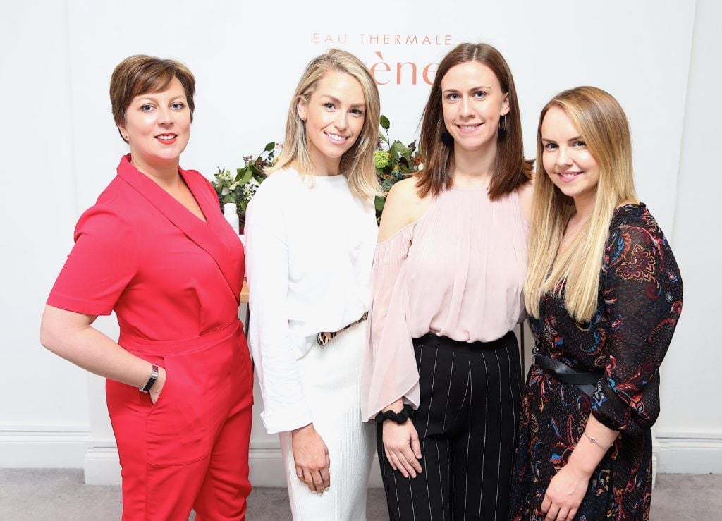 Charlotte Heckford, Lia Stokes, Jenny Jacobson and Katie Allen pictured at the Avene Radiance Skincare launch at Studio 10, Wicklow St (20/09/18). Photo: Karen Morgan