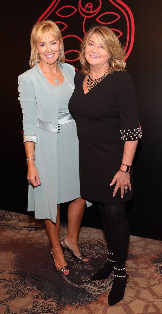 Kay Hutton and Susan McLaverty at the Shiseido International Charity Lunch and Fashion Show in aid of the Rape Crisis Centre hosted by catwalk queen Miss Candy at the Westin Hotel, Dublin. Pic Brian McEvoy Photography