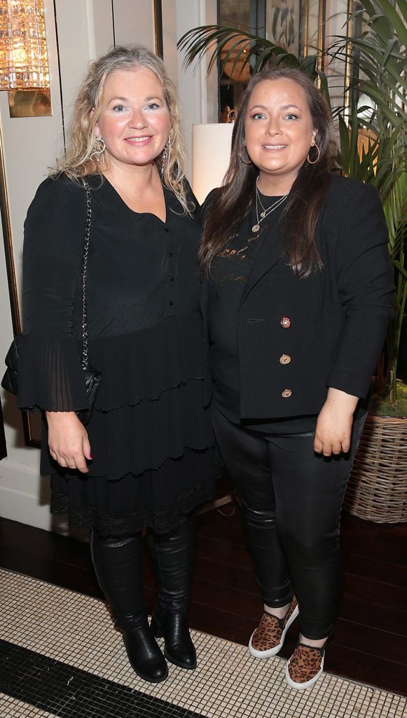 Siobhan Leonard and Gail O Connor at the launch of Bellamianta Luxury Tan's Ultimate Glowgetter Kit at Dublin's Westbury Hotel. Picture: Brian McEvoy