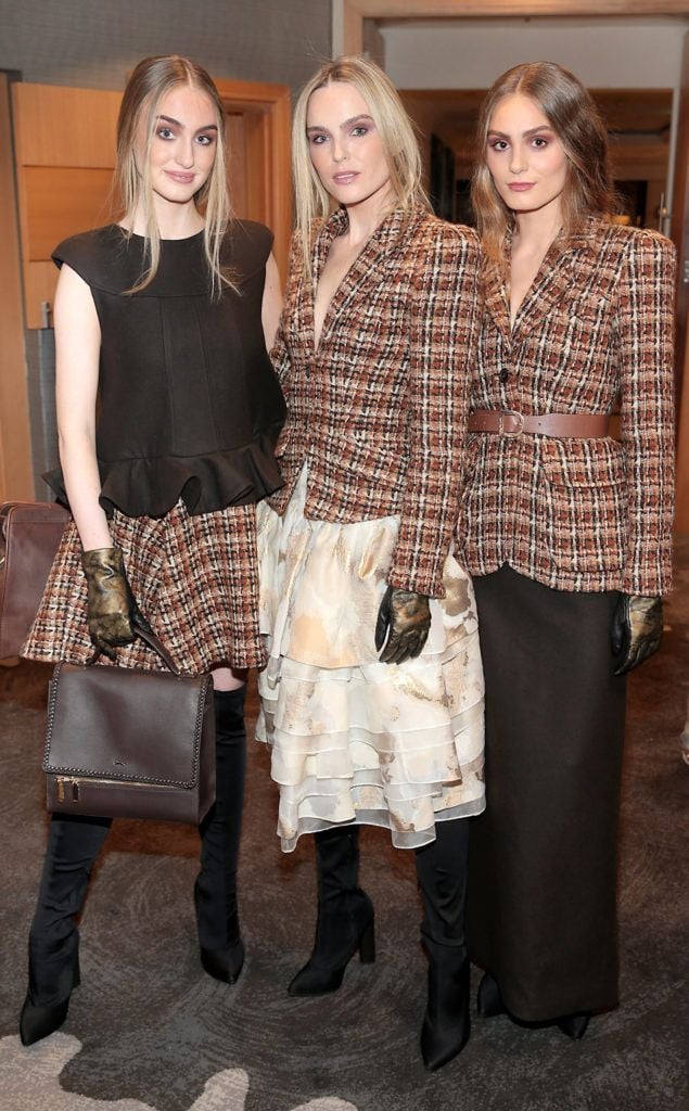 Models Ciara Owens, Sarah Morrissey and Messiana at the 2018 Irish Fashion Collective show in aid of Saint Joseph's Shankill, at the Conrad Dublin. Photo: Brian McEvoy