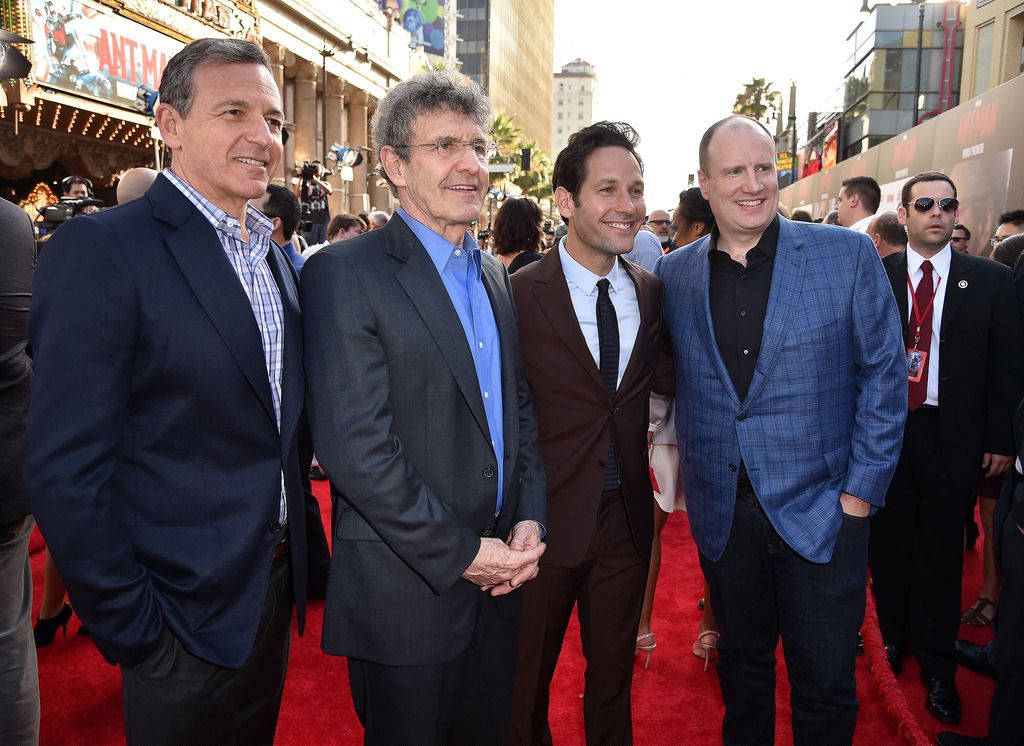 HOLLYWOOD, CA - JUNE 29:  (L-R) The Walt Disney Company Chairman and CEO Robert Iger, Chairman of the Walt Disney Studios Alan Horn, actor Paul Rudd and president of Marvel Studios Kevin Feige attend the premiere of Marvel's "Ant-Man" at the Dolby Theatre on June 29, 2015 in Hollywood, California.  (Photo by Kevin Winter/Getty Images)