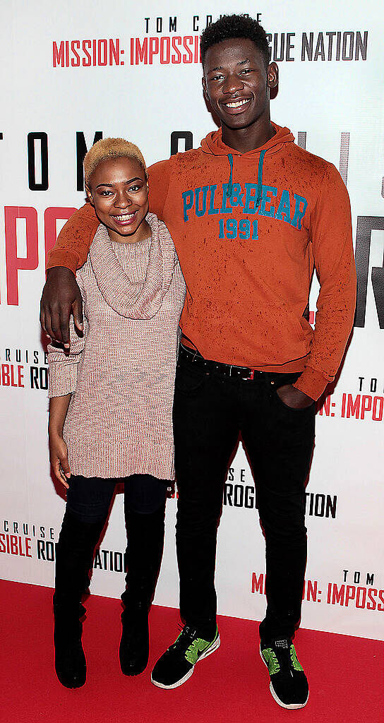 Sharon Mbugi and Divan Kiokio at the Irish Premiere screening of Mission Impossible Rogue Nation at The Savoy Cinema Dublin..Picture Brian McEvoy.