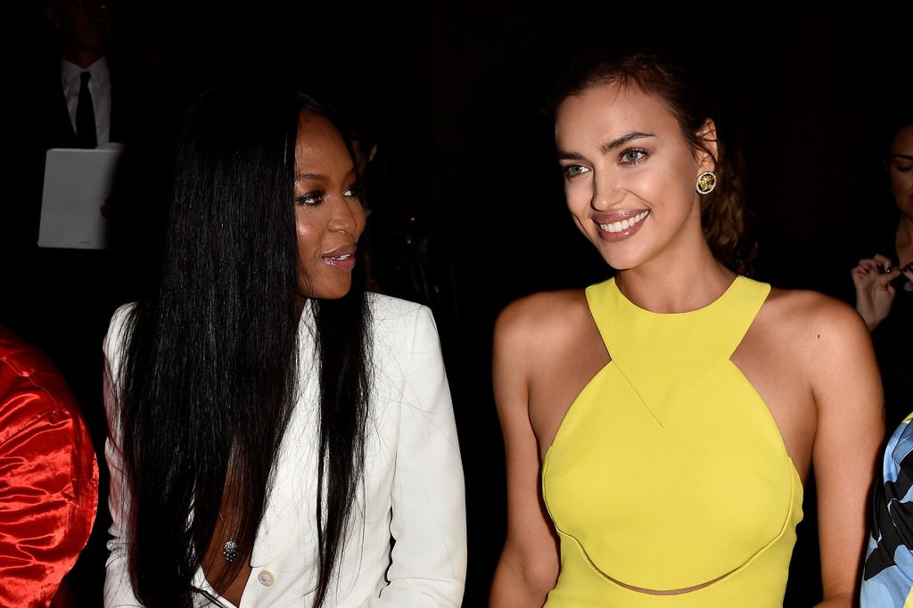 PARIS, FRANCE - JULY 05:  Naomi Campbell and Irina Shayk attend the Atelier Versace show as part of Paris Fashion Week Haute Couture Fall/Winter 2015/2016 on July 5, 2015 in Paris, France.  (Photo by Pascal Le Segretain/Getty Images)