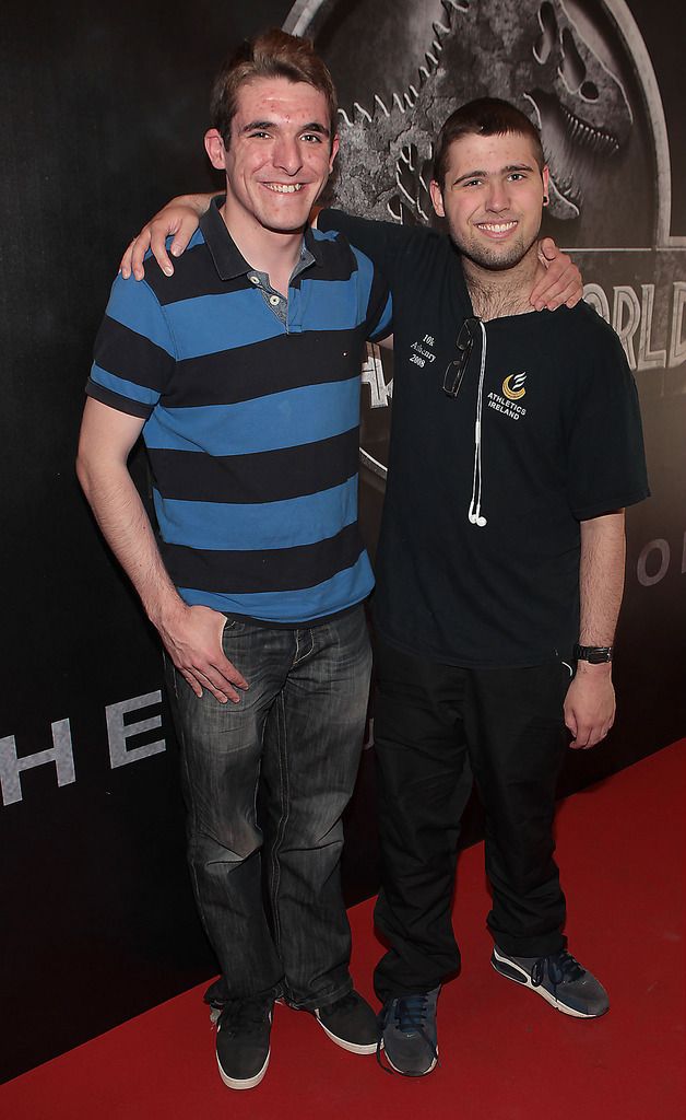 Shane Alger and Ben Turner  at The Irish premiere screening of Jurassic World at The Savoy Cinema,O Connell Street,Dublin.Pic Brian McEvoy.